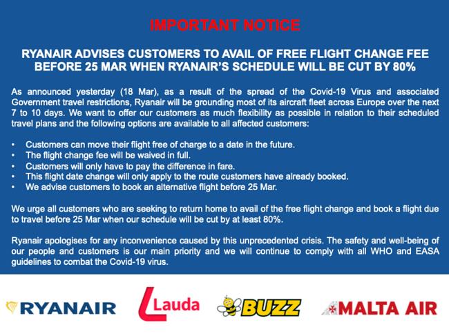 Ryanair atceļ lidojumus